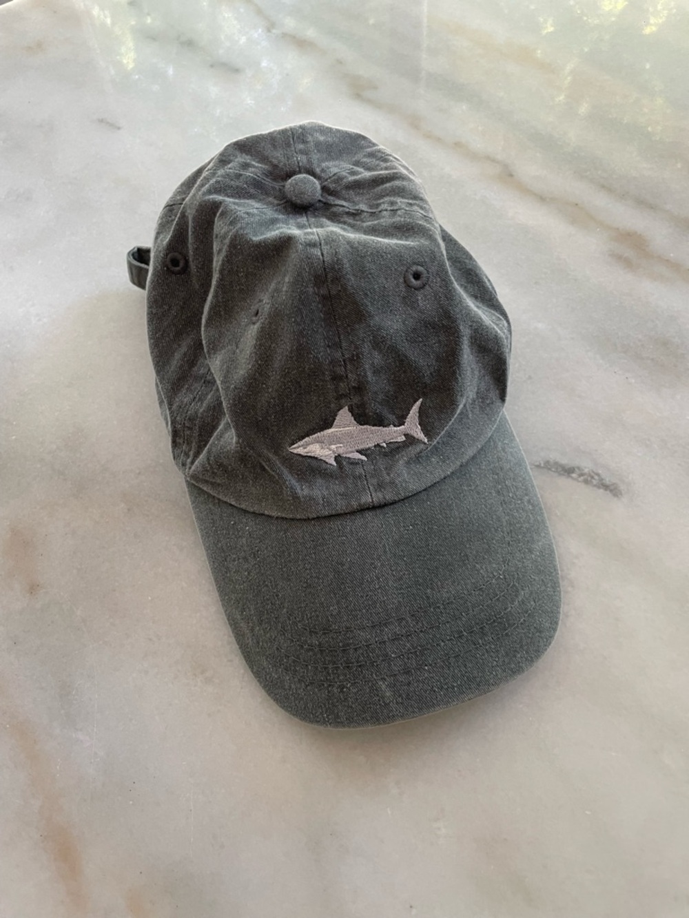 Embroidered Shark Baseball Cap - Slate Gray